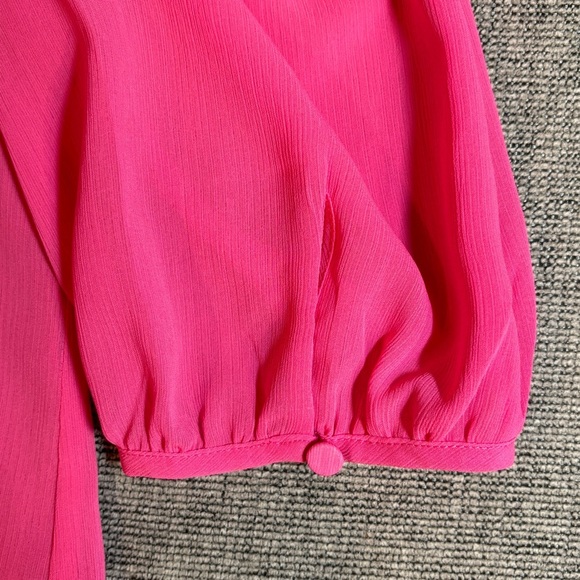 J Crew Womens Long Sleeve V-Neck Ruffle Blouse Size Small Pink Lightweight - Picture 12 of 12